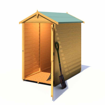 Overlap 3 x 5 Feet Single Door Value Dip Treated Shed - OSB - L164.5 x W114.6 x H183.4 cm - 5