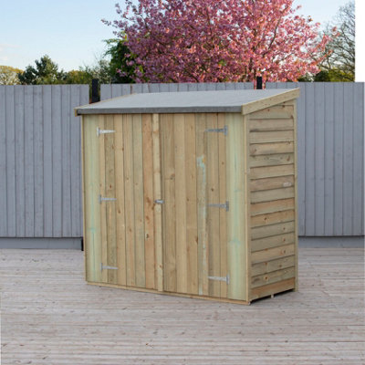 Overlap 6 x 3 Feet Pressure Treated Pent Shed Double Door