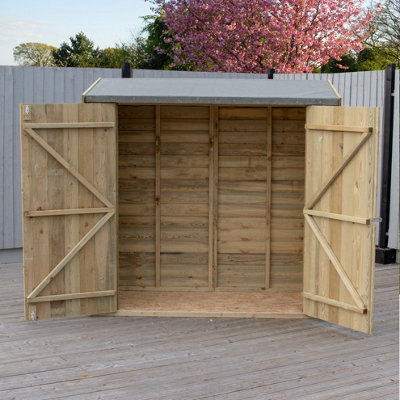 Overlap 6 x 3 Feet Pressure Treated Pent Shed Double Door