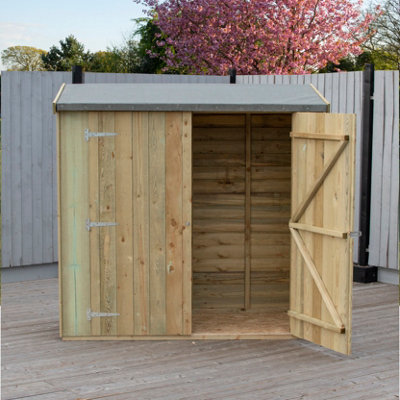 Overlap 6 x 3 Feet Pressure Treated Pent Shed Double Door - 3