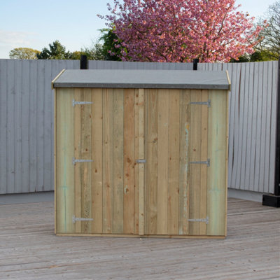 Overlap 6 x 3 Feet Pressure Treated Pent Shed Double Door - 4