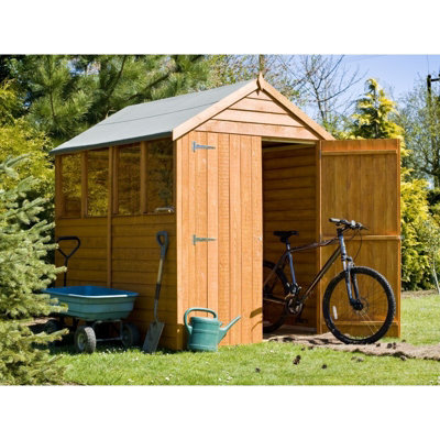 Overlap 7 x 5 Feet Dip Treated Apex Shed Double Door with Windows