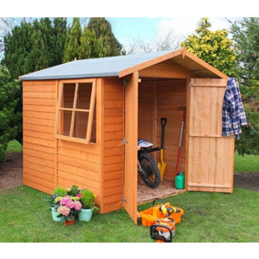Overlap 7 x 7 Feet Dip Treated Apex Shed Double Door with Window
