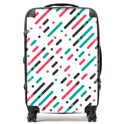 Overlapping Coloured Diagonal Lines Suitcase - Medium