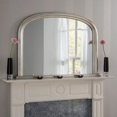 Overmantle Arched Contemporary Mirror Silver 112(w)x77cm(h)