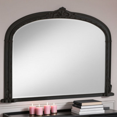 Overmantle Arched Wall Mirror 127(w) x 89cm(h) Black Victoria Mirror