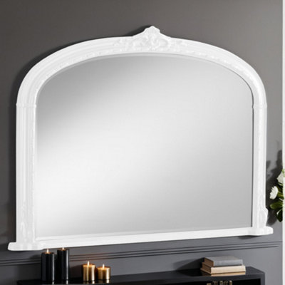 Overmantle Arched Wall Mirror 127(w) x 89cm(h) White Victoria Mirror