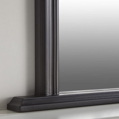 Overmantle Mirror Osborne Arched Shape with Black Frame- H 94cm x W 119cm x D 4cm for Hanging Above the Fireplace