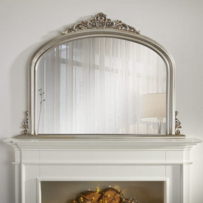 Overmantle Mirror Richmond  Arched Shape with Antique Champagne Frame- H 91cm x W 122cmx D 5cm for Hanging it over Fireplace