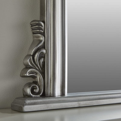 Overmantle Mirror Richmond Arched Shape with Antique Silver Frame- H 91cm x W 122cmx D 5cm for Hanging Anywhere Inside of the Home
