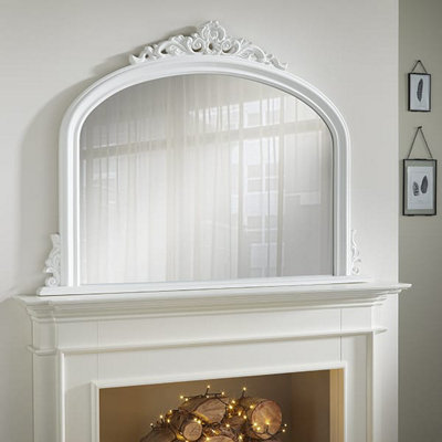 Overmantle Mirror Richmond Arched Shape with Antique White Frame- H 91cm x W 122cmx D 5cm for Hang Anywhere Inside of the Home