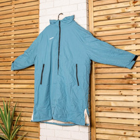 Oversized Adult Waterproof Active Robe with Fleece Lining and Travel Bag in Light Blue