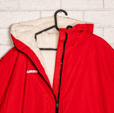Oversized Adult Waterproof Active Robe with Fleece Lining and Travel Bag in Red
