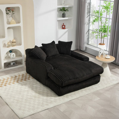 Oversized Plush Chaise Lounge Chair with 3 Throw Pillows - Upholstered ...
