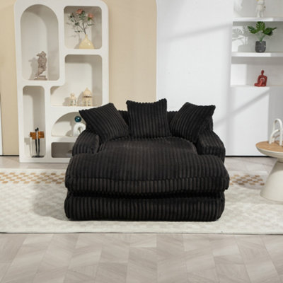 Oversized Plush Chaise Lounge Chair with 3 Throw Pillows - Upholstered ...