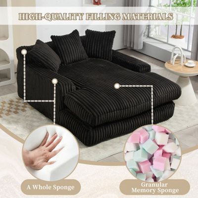 Oversized Plush Chaise Lounge Chair with 3 Throw Pillows - Upholstered ...