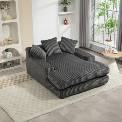 Oversized Plush Chaise Lounge Chair with 3 Throw Pillows - Upholstered ...