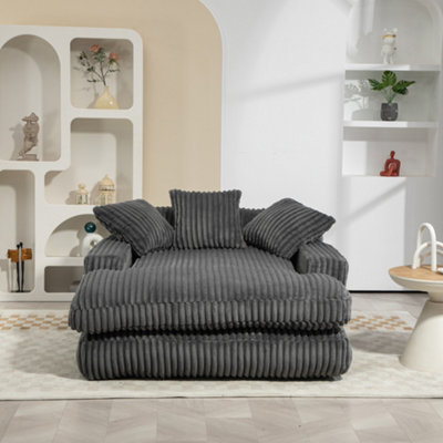 Oversized Plush Chaise Lounge Chair with 3 Throw Pillows - Upholstered ...