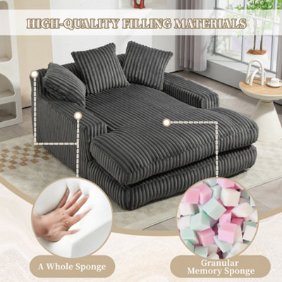 Oversized Plush Chaise Lounge Chair with 3 Throw Pillows - Upholstered ...