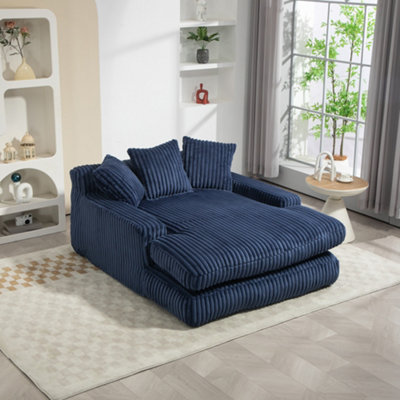 Oversized Plush Chaise Lounge Chair with 3 Throw Pillows - Upholstered ...