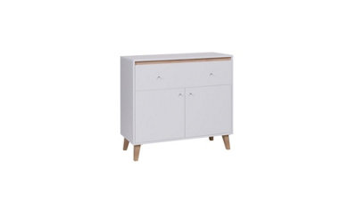 Oviedo 01 Modern Sideboard Cabinet 100cm - White Matt & Oak San Remo - W1000mm x H905mm x D400mm