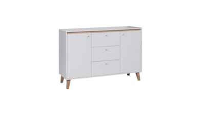 Oviedo 02 Versatile Sideboard Cabinet 135cm - White Matt & Oak San Remo - W1350mm x H905mm x D400mm