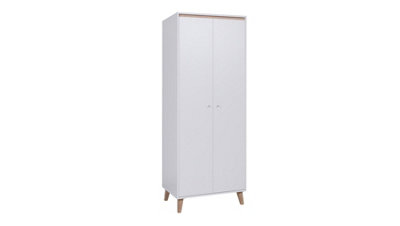 Oviedo 08 Space-Saving Wardrobe - White Matt & Oak San Remo - W800mm x H2055mm x D520mm