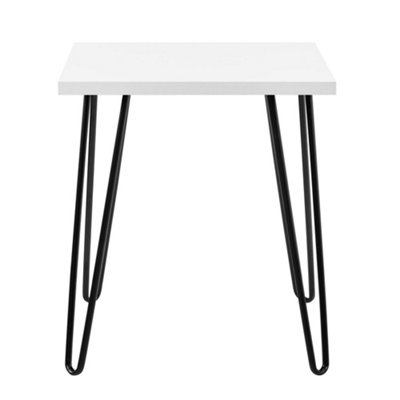 Owen Retro End Table in White / Black Legs