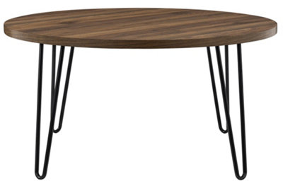 Owen Retro Round Coffee Table in Walnut Look