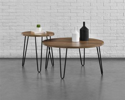 Owen Retro Round End Table Walnut