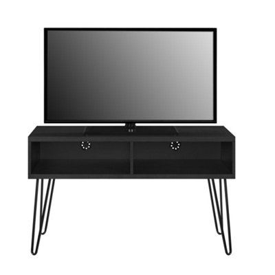 Owen Retro TV-Stand with 2 Shelves Black Oak