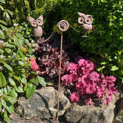 Owl Balancing Garden Stake - Metal - L53 x W53 x H112 cm