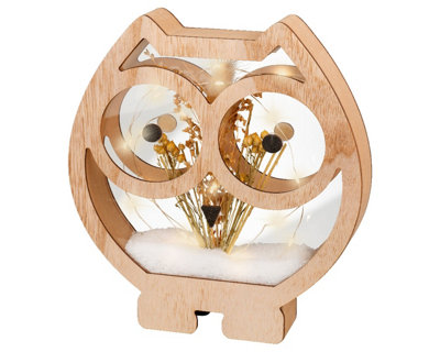 Owl Christmas Light Wooden Frame