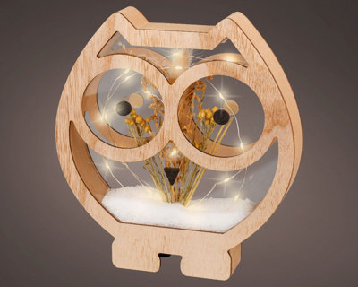 Owl Christmas Light Wooden Frame