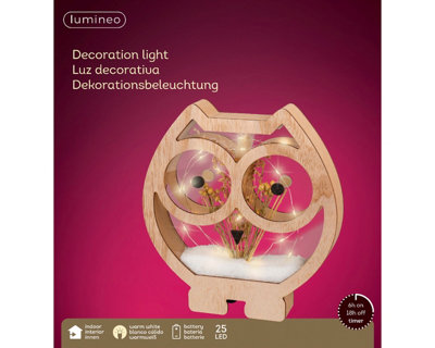Owl Christmas Light Wooden Frame