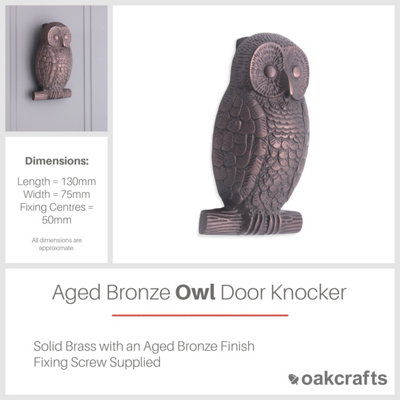 Owl Door Knocker Aged Bronze Finish
