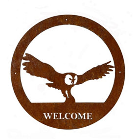 Owl Large Wall Art - With Text BM/RtR - Steel - W49.5 x H49.5 cm