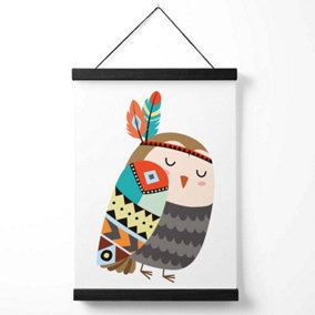Owl Tribal Animal Medium Poster with Black Hanger