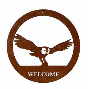 Owl Welcome Wall Art - Small - Steel - W29.5 x H29.5 cm
