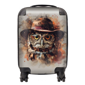 Owl With Hat And Glasses Suitcase - Small