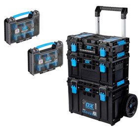 Ox Pro Tooltrek Modular Deep Tool Box + Wheeled Box + Shallow Box + x2 Organiser