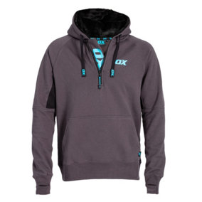 OX Tools SMALL Black and Grey Hoodie Trade Site Hoody Jumper Lined Warm Hood