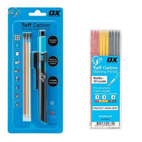 OX Tools Tuff Carbon Pencil All Purpose Deep Hole 13 Lead Refill Mix Included