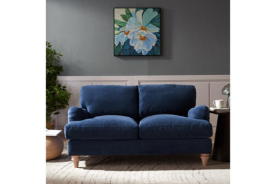 Oxford 2 Seater Sofa, Navy Blue Velvet