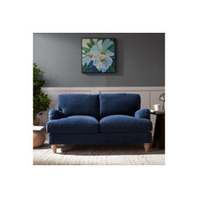 Oxford 2 Seater Sofa, Navy Blue Velvet