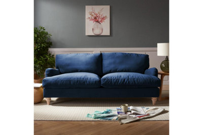 Oxford 3 Seater Sofa, Navy Blue Velvet