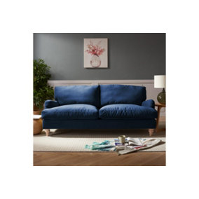 Oxford 3 Seater Sofa, Navy Blue Velvet