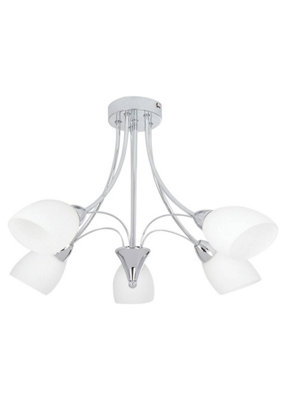 Oxford 5 Light Semi Flush Ceiling Light Polished Chrome