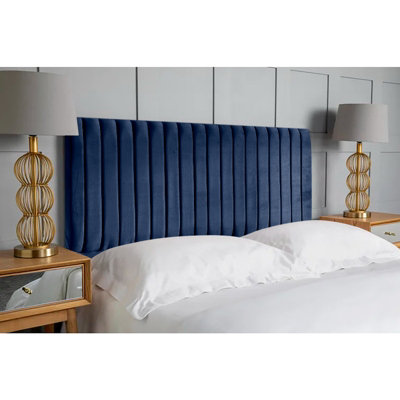 Oxford 54 inch Floorstanding Headboard Plush Velvet Blue DIY at B&Q