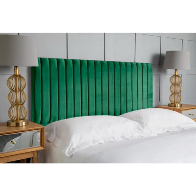 Green velvet headboard deals queen